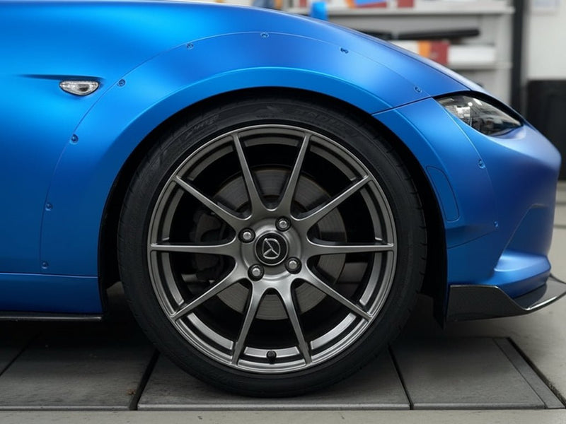 Mazda MX-5 wrapped in Hexis Satin HX30000 Super Chrome Blue wrap film HX30SCH05S