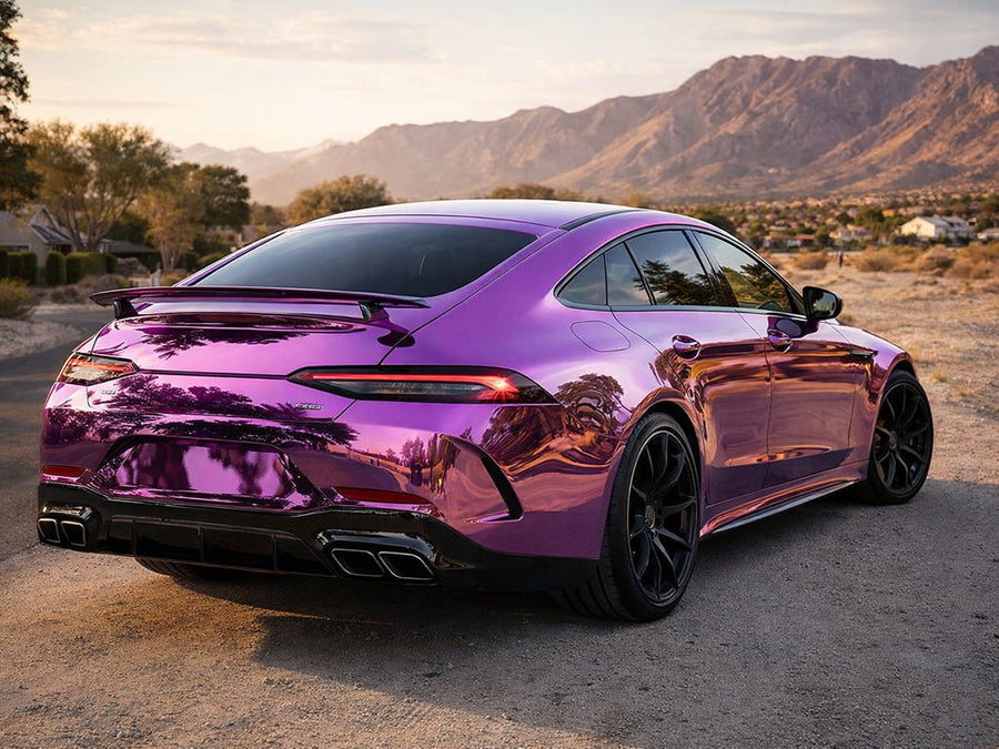 DIY Mercedes-AMG GT wrapped in Gloss HX30000 Super Chrome Purple wrap film HX30SCH06B