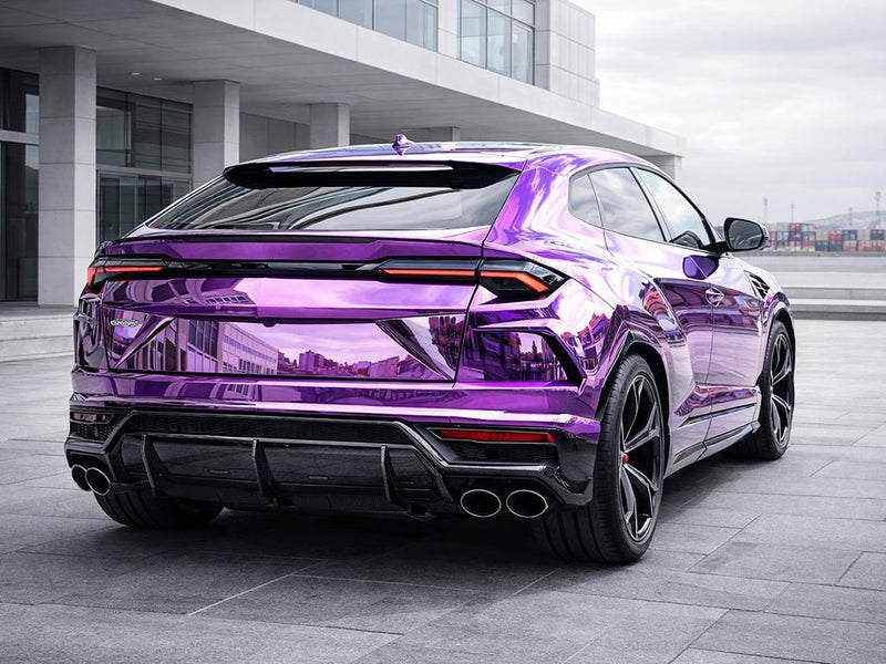 Lamborghini Urus wrapped in Gloss HX30000 Super Chrome Purple vinyl wrap HX30SCH06B