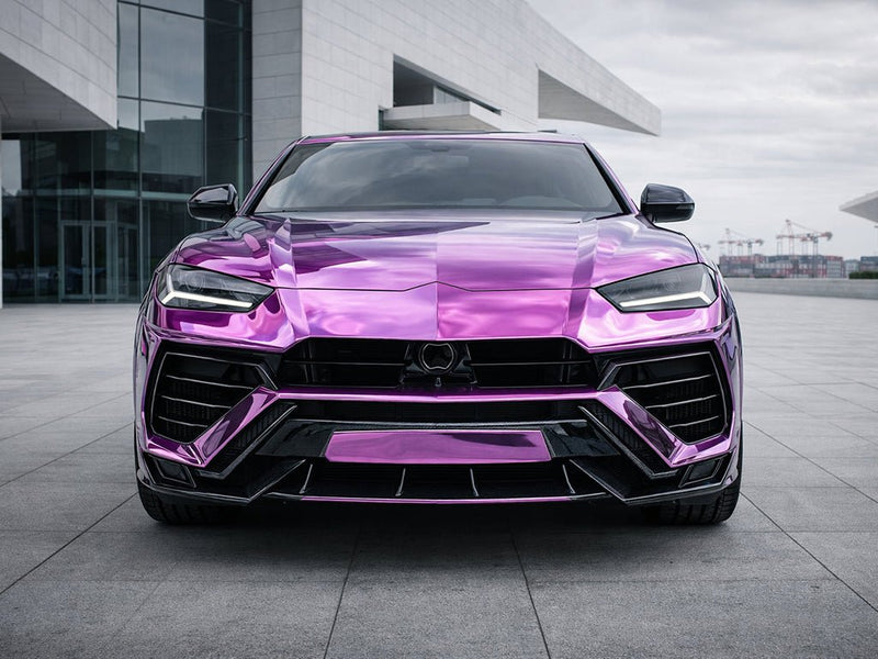 Lamborghini Urus wrapped in Gloss HX30000 Super Chrome Purple wrap film HX30SCH06B