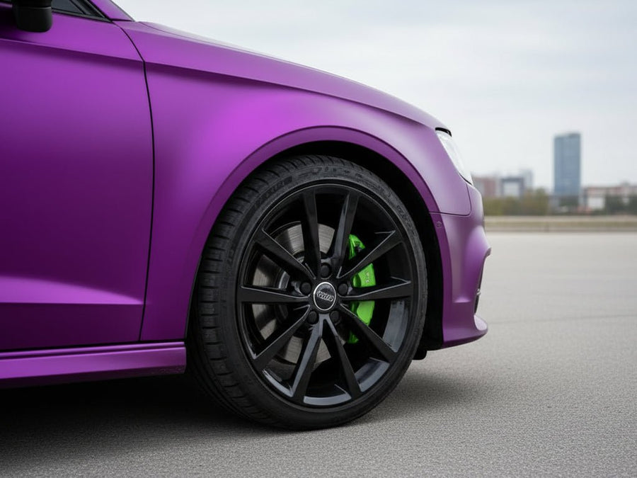 Audi wrapped in Hexis Satin HX30000 Super Chrome Purple car wrap film HX30SCH06S