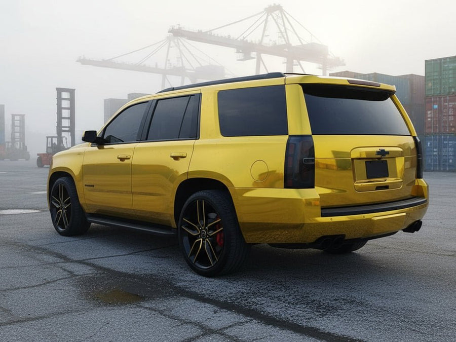 DIY Chevrolet Tahoe wrapped in Gloss HX30000 Super Chrome Gold vinyl wrap HX30SCH07B