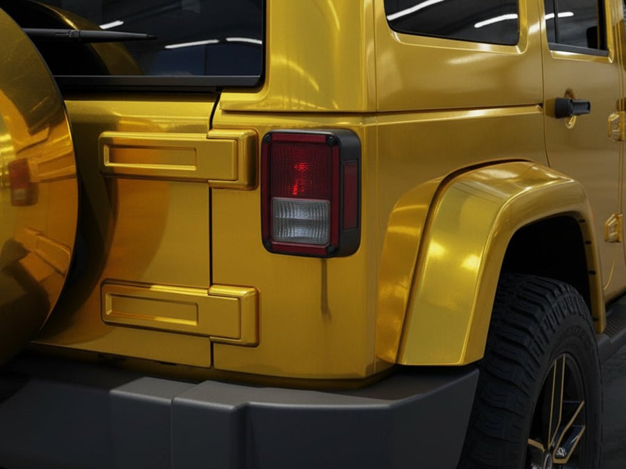 Jeep Wrangler wrapped in Gloss HX30000 Super Chrome Gold car wrap film HX30SCH07B