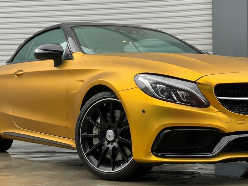 Mercedes-Benz C-Class wrapped in Hexis Satin HX30000 Super Chrome Gold restyling film HX30SCH07S