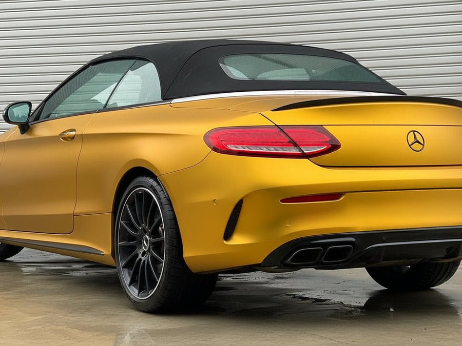 DIY Mercedes-Benz C-Class Cabriolet wrapped in Satin HX30000 Super Chrome Gold automotive vinyl film HX30SCH07S