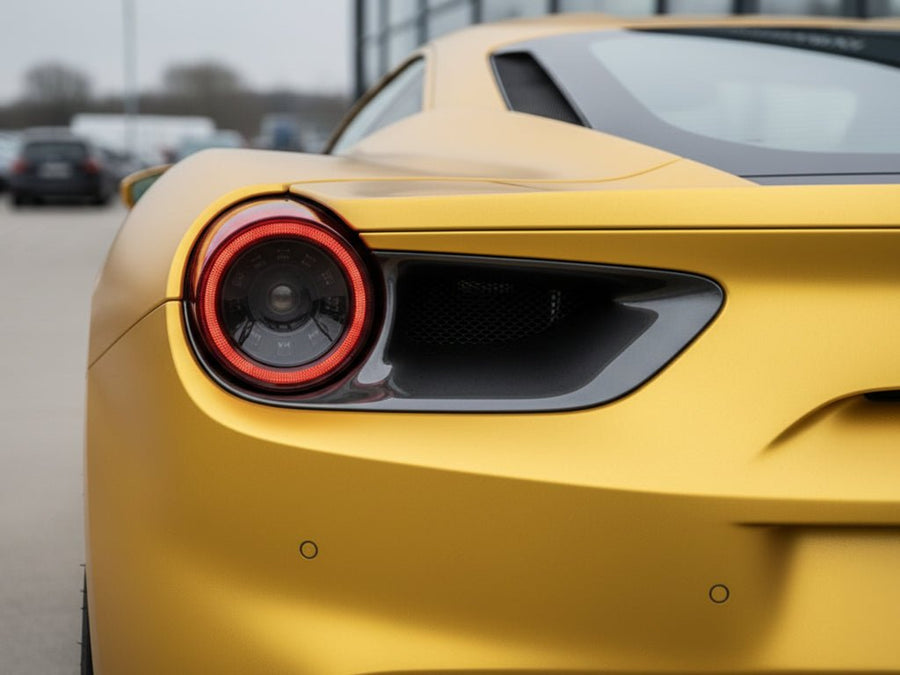 Ferrari 488 wrapped in Hexis Satin HX30000 Super Chrome Gold car wrap film HX30SCH07S