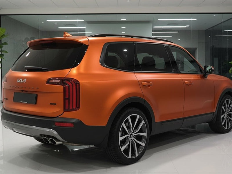 DIY Kia Telluride wrapped in Satin HX30000 Super Chrome Orange car wrap film HX30SCH08S
