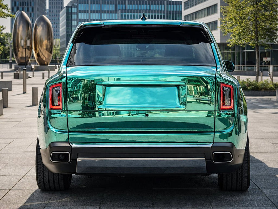 DIY Rolls-Royce Cullinan wrapped in Gloss HX30000 Super Chrome Turquoise vinyl wrap HX30SCH09B