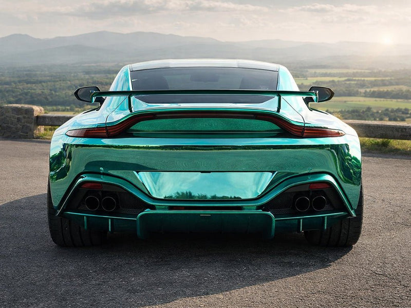 DIY Aston Martin Vantage wrapped in Gloss HX30000 Super Chrome Turquoise car wrap film HX30SCH09B