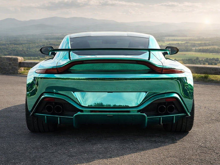DIY Aston Martin Vantage wrapped in Gloss HX30000 Super Chrome Turquoise car wrap film HX30SCH09B