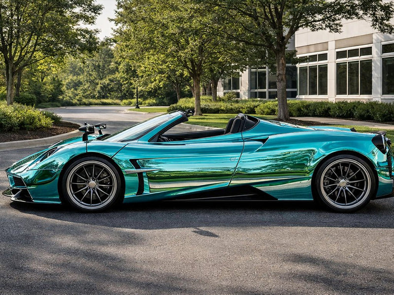 Pagani Huayra Roadster wrapped in Gloss HX30000 Super Chrome Turquoise wrap film HX30SCH09B