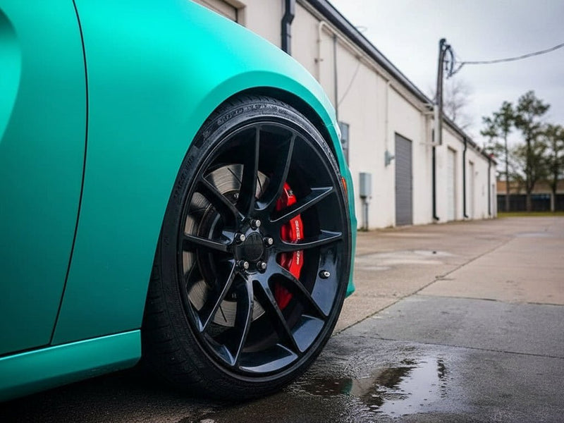 Porsche 911 wrapped in Hexis Satin HX30000 Super Chrome Turquoise vinyl wrap HX30SCH09S