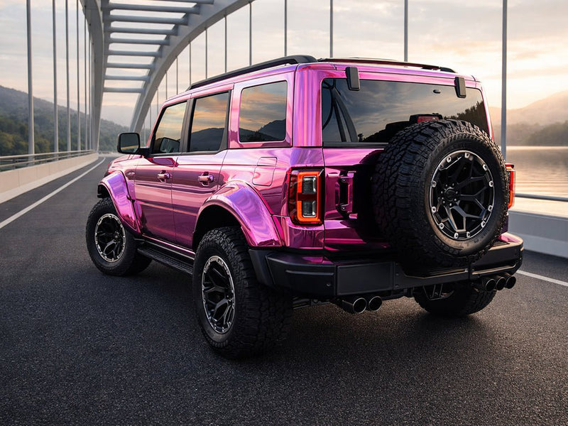 Ford Bronco wrapped in Gloss HX30000 Super Chrome Pink automotive vinyl film HX30SCH10B