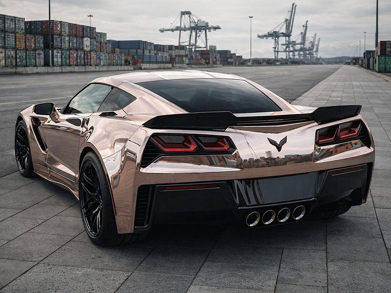 DIY Chevrolet Corvette wrapped in Gloss HX30000 Super Chrome Rose Gold wrap film HX30SCH12B
