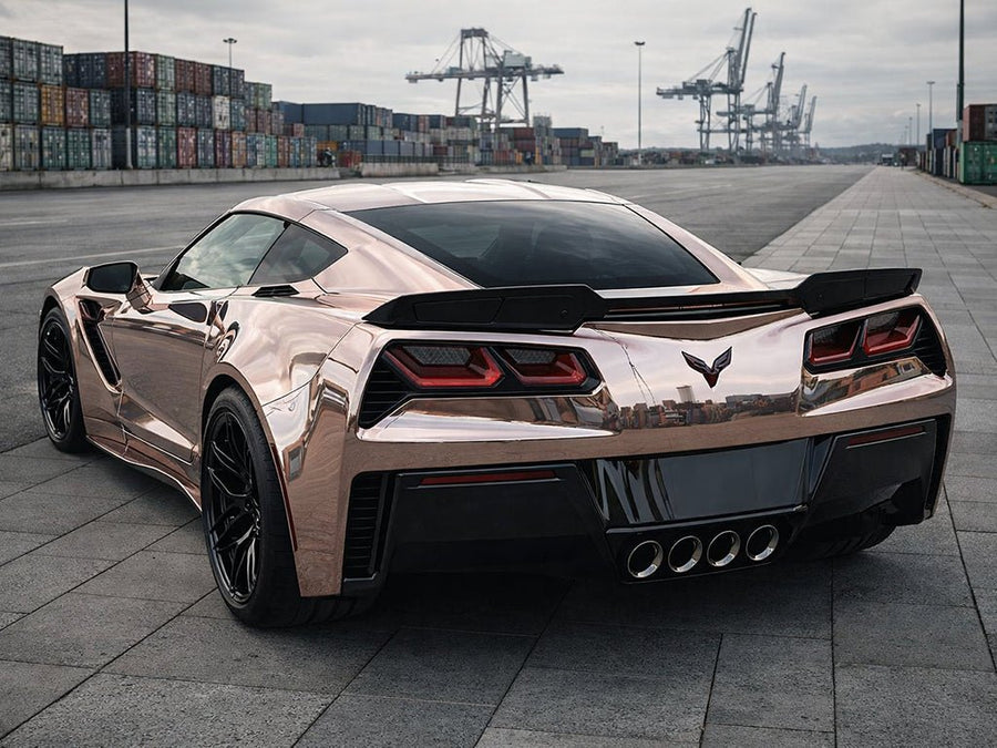DIY Chevrolet Corvette wrapped in Gloss HX30000 Super Chrome Rose Gold wrap film HX30SCH12B