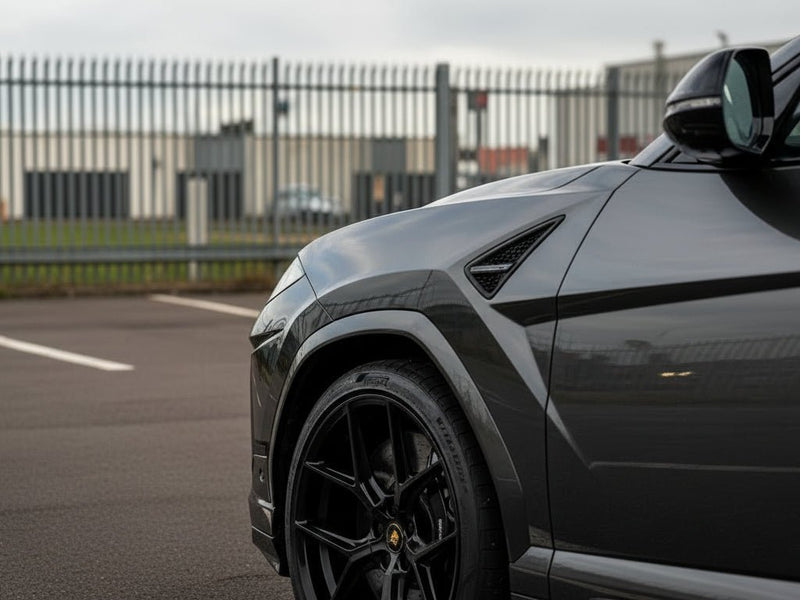Lamborghini Urus wrapped in Hexis Gloss HX30000 Super Chrome Ebony Black restyling film HX30SCH13B