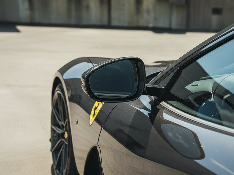 DIY Ferrari wrapped in Gloss HX30000 Super Chrome Ebony Black car wrap film HX30SCH13B