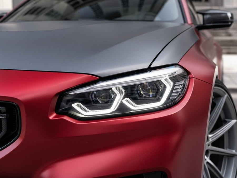 DIY BMW 2 Series wrapped in Satin HX30000 Super Chrome Fever Red restyling film HX30SCH16S