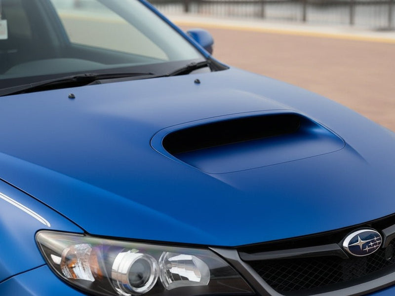 Subaru Impreza WRX wrapped in Satin HX30000 Super Chrome Rigel Blue automotive vinyl film HX30SCH17S