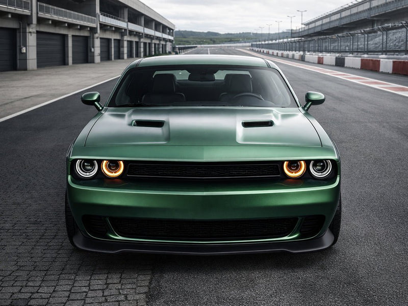 DIY Dodge Challenger wrapped in Satin HX30000 Super Chrome Canopy Green wrap film HX30SCH18S