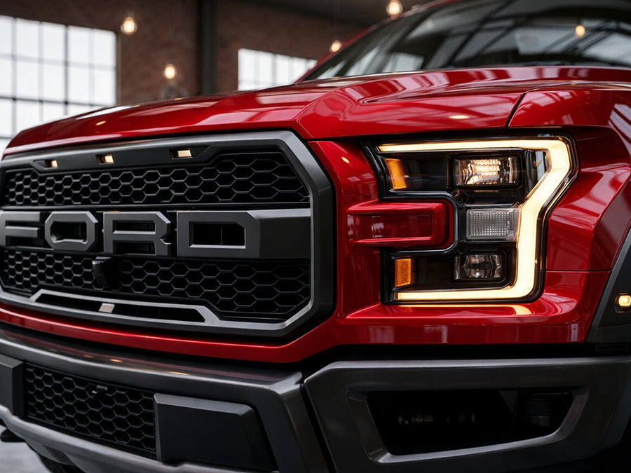DIY Ford F-150 Raptor wrapped in Super Gloss HXONE™ Lava Red car wrap film HXONE400