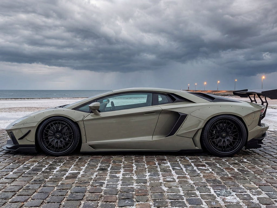 DIY Lamborghini Aventador wrapped in Super Gloss HXONE™ Seal Khaki car wrap film HXONE702