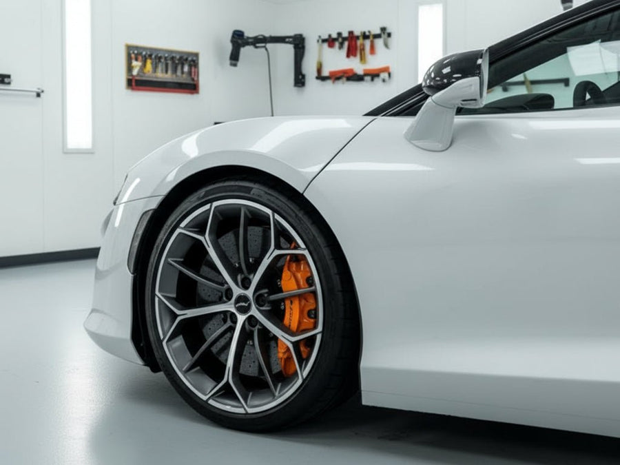 Audi R8 wrapped in SuperGloss HXONE™ Alpine Gray automotive vinyl film HXONE802