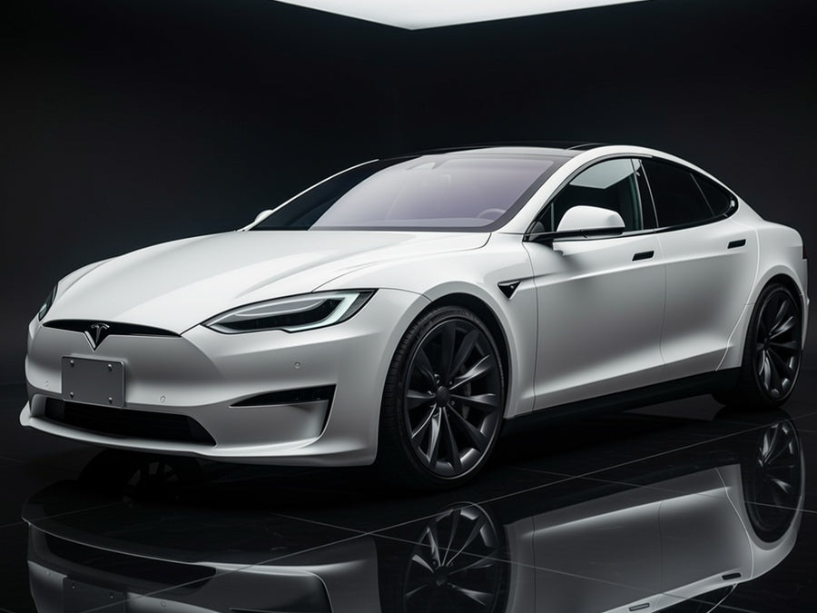 Tesla S wrapped in SuperGloss HXONE™ Alpine Gray wrap film HXONE802