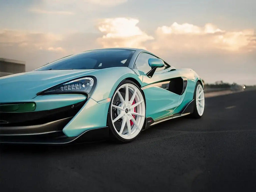 McLaren 570S wrapped in Inozetek SuperGloss Pearlescent Pearl Crystal Blue wrap film