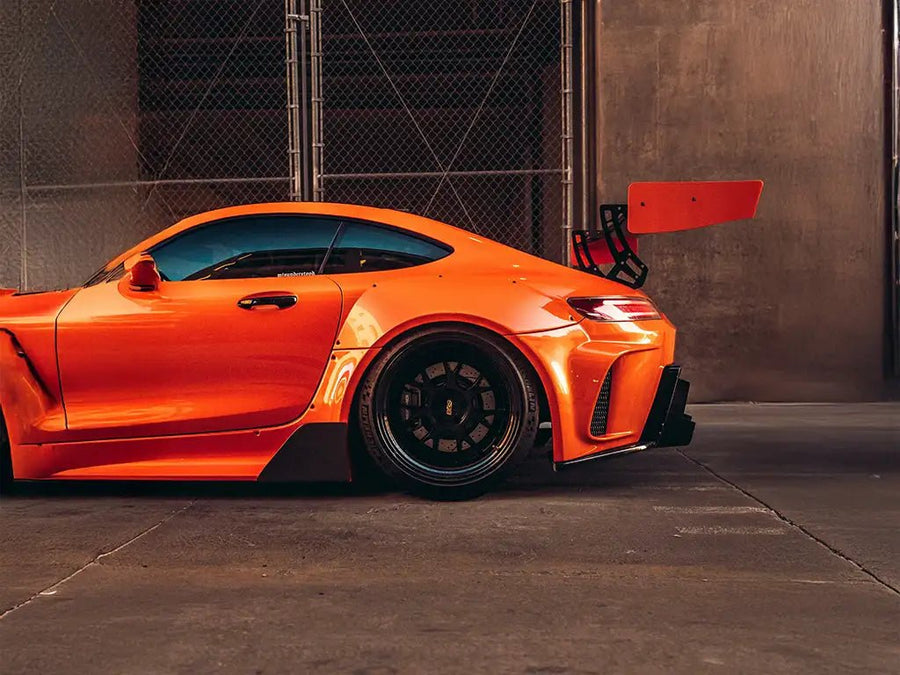 Mercedes-AMG GT wrapped in SuperGloss Pearlescent Pearl Marigold Orange restyling film