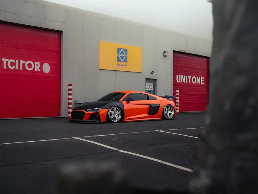 DIY Audi R8 wrapped in SuperGloss Pearlescent Pearl Marigold Orange automotive vinyl film