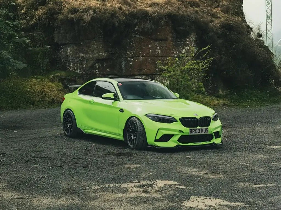 DIY BMW M2 wrapped in SuperGloss Acid Green restyling film