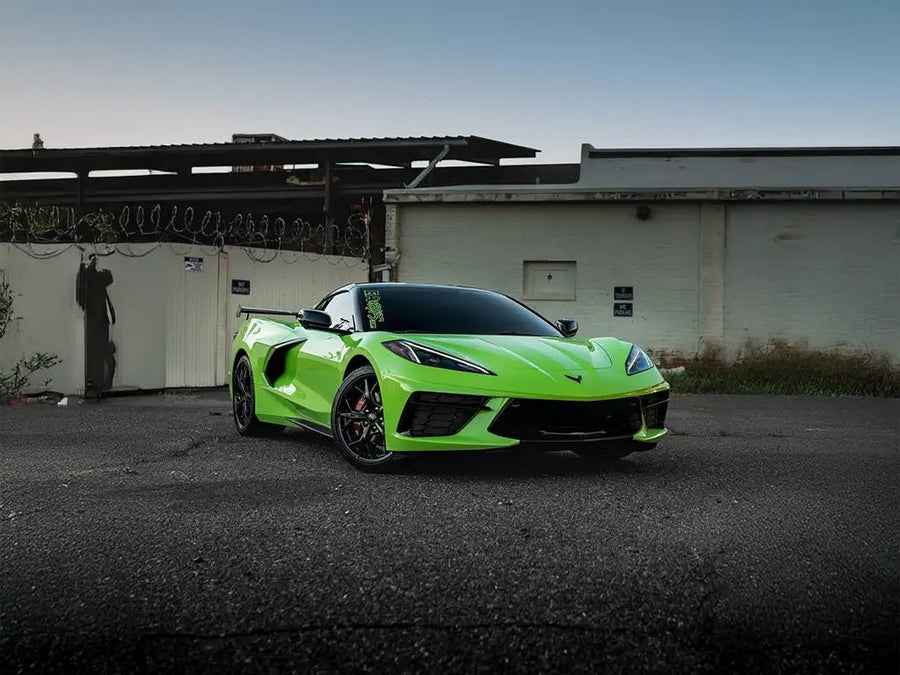 Chevrolet Corvette C8 wrapped in SuperGloss Acid Green wrap film