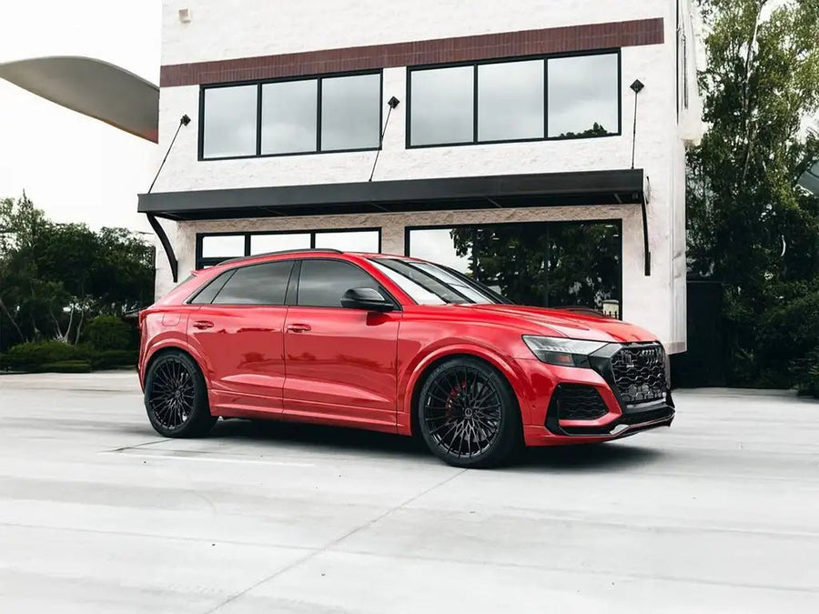 DIY Audi RS Q8 wrapped in SuperGloss Blood Red restyling film