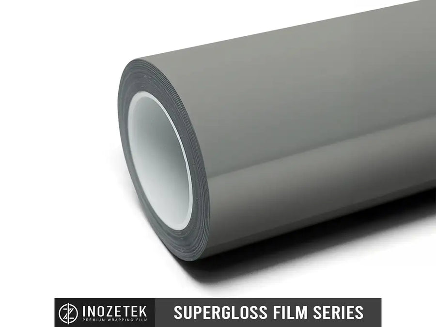 vinyl wrap roll of Inozetek Super Gloss Chalk Grey automotive vinyl film