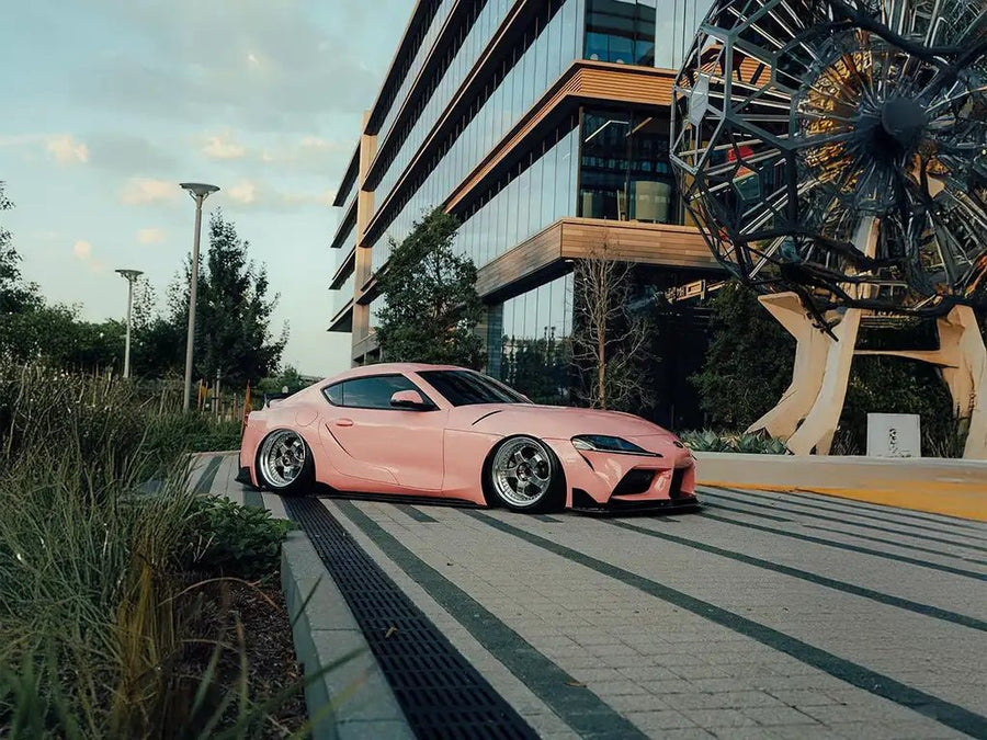 DIY Toyota Supra wrapped in Super Gloss Cherry Blossom wrap film