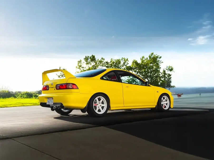 Honda Integra Type R wrapped in Inozetek SuperGloss Citrus Yellow car wrap film