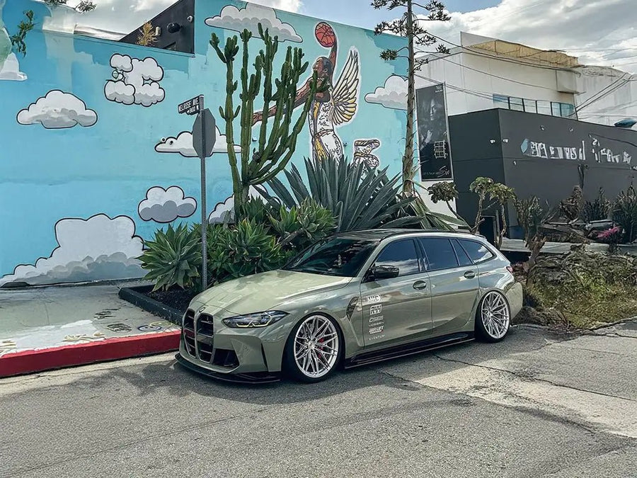 BMW M3 Touring wrapped in Inozetek SuperGloss Khaki Green restyling film