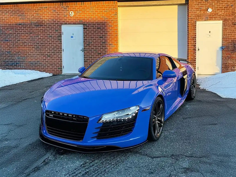 Audi R8 wrapped in Inozetek SuperGloss Maritime Blue wrap film