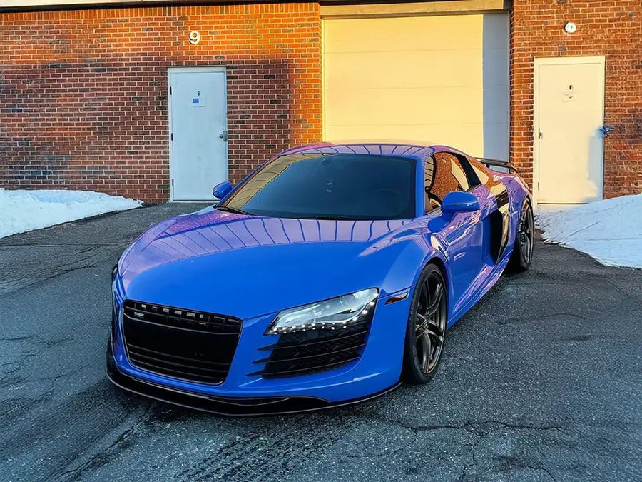 Audi R8 wrapped in Inozetek SuperGloss Maritime Blue wrap film