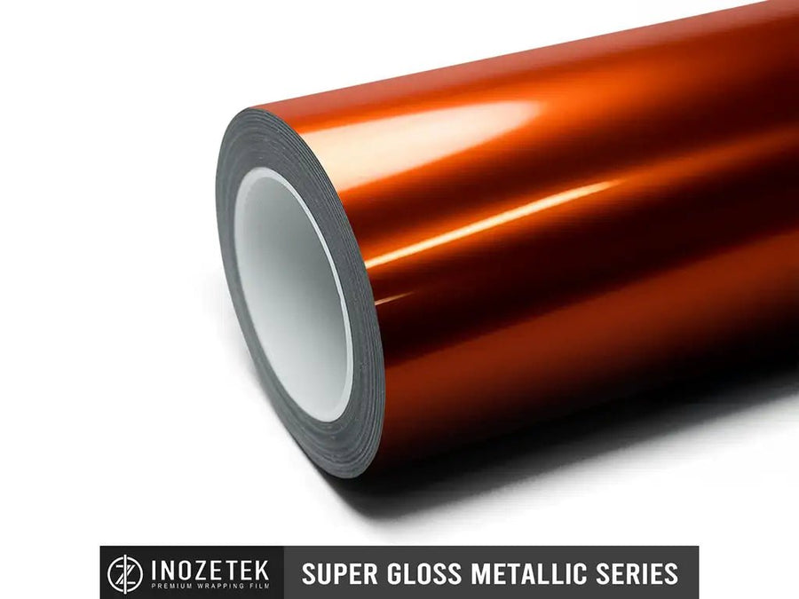 vinyl wrap roll of Inozetek Super Gloss Liquid Metallic Molten Copper automotive vinyl film