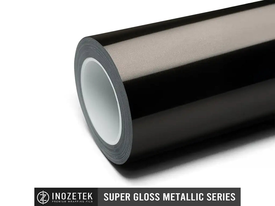 vinyl wrap roll of Inozetek Super Gloss Metallic Black restyling film