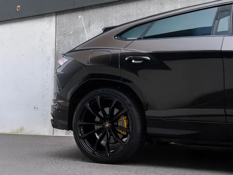 Lamborghini Urus wrapped in Inozetek Super Gloss Metallic Black vinyl wrap