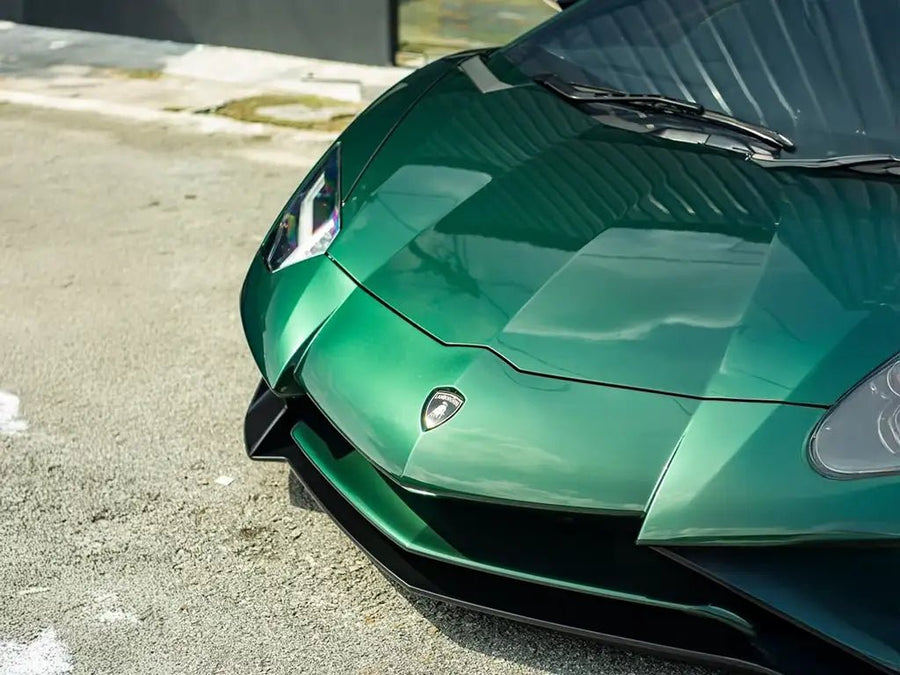 Lamborghini Aventador wrapped in SuperGloss Metallic Midnight Green restyling film