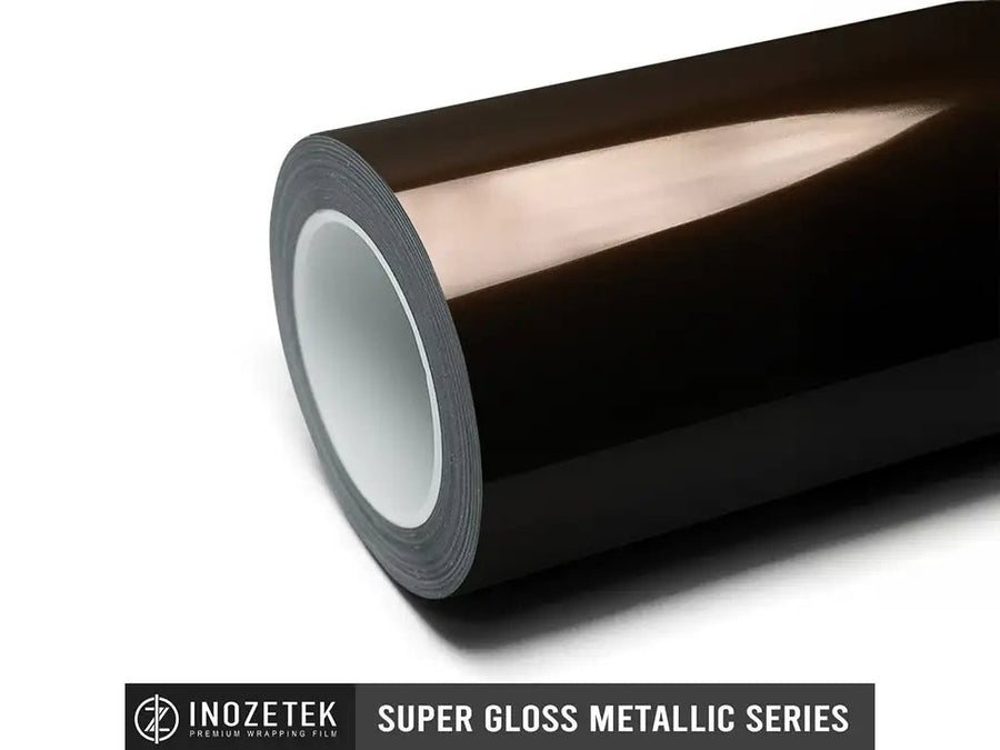 vinyl wrap roll of Inozetek SuperGloss Metallic Mocha car wrap film