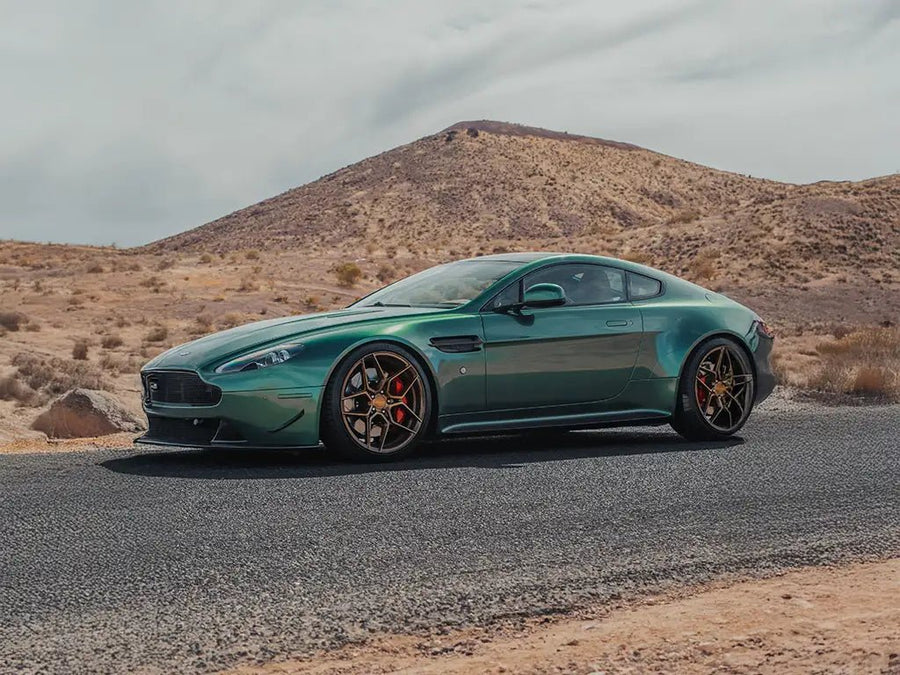 Aston Martin V8 Vantage wrapped in Inozetek SuperGloss Metallic Racing Green car wrap film