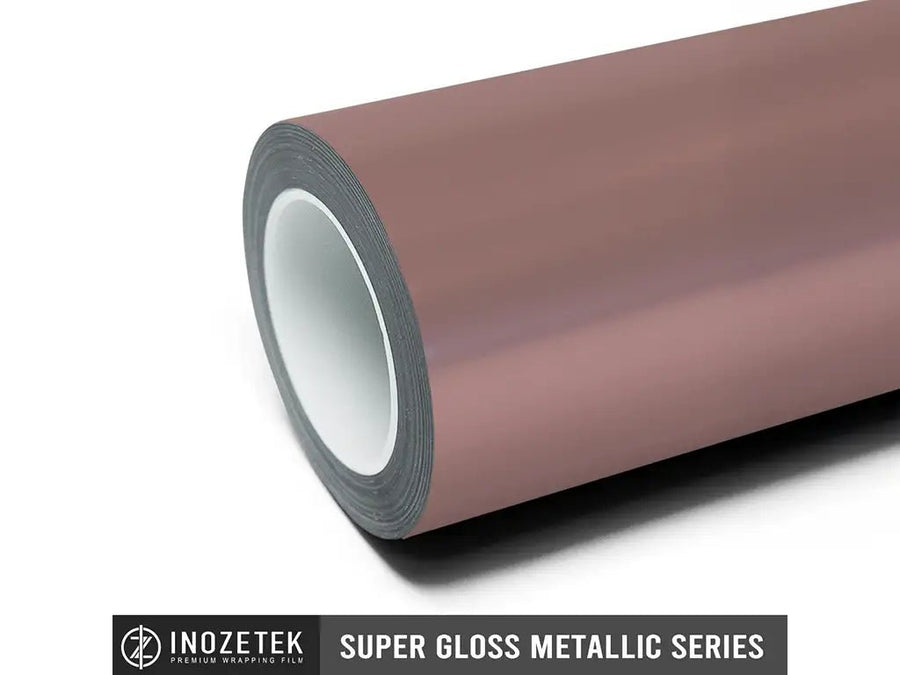 vinyl wrap roll of Inozetek Super Gloss Metallic Rose restyling film