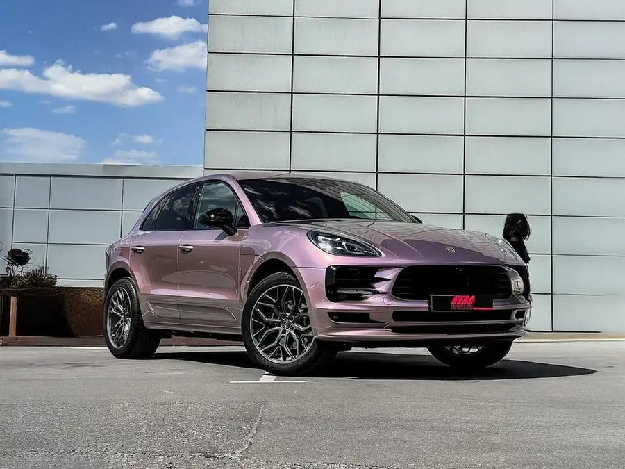 Porsche Macan wrapped in Super Gloss Metallic Rose automotive vinyl film