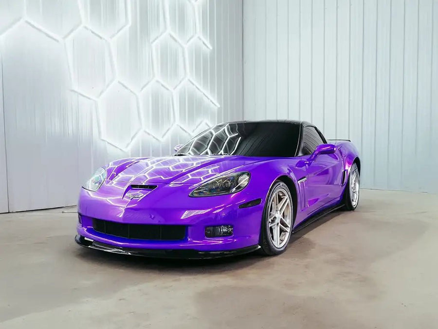 DIY Chevrolet Corvette wrapped in Super Gloss Metallic Royalty Purple vinyl wrap