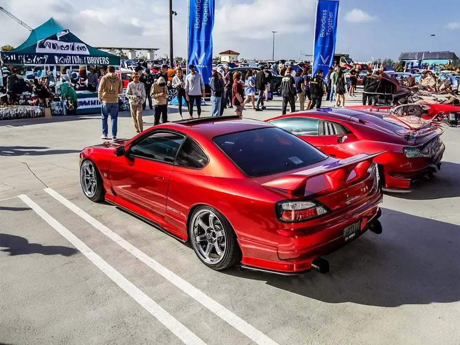 Nissan Silvia S15 wrapped in SuperGloss Metallic Vampire Red wrap film